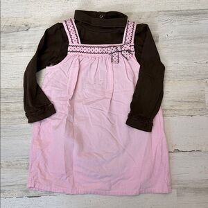 Gymboree Pink Corduroy Pinafore Dress with Brown Long-Sleeve Top